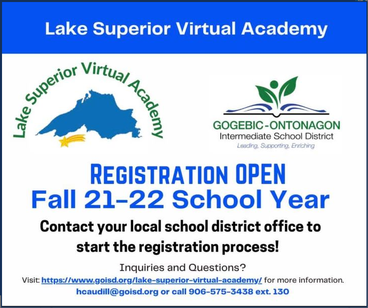 Lake Superior Virtual Academy Registration flyer