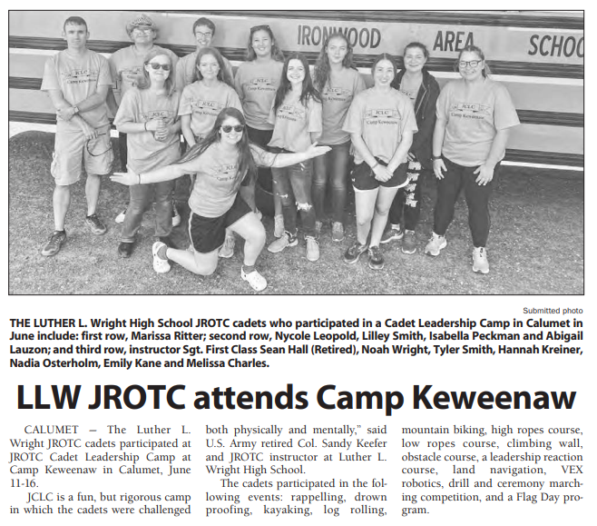 JROTC attends Camp Keweenaw