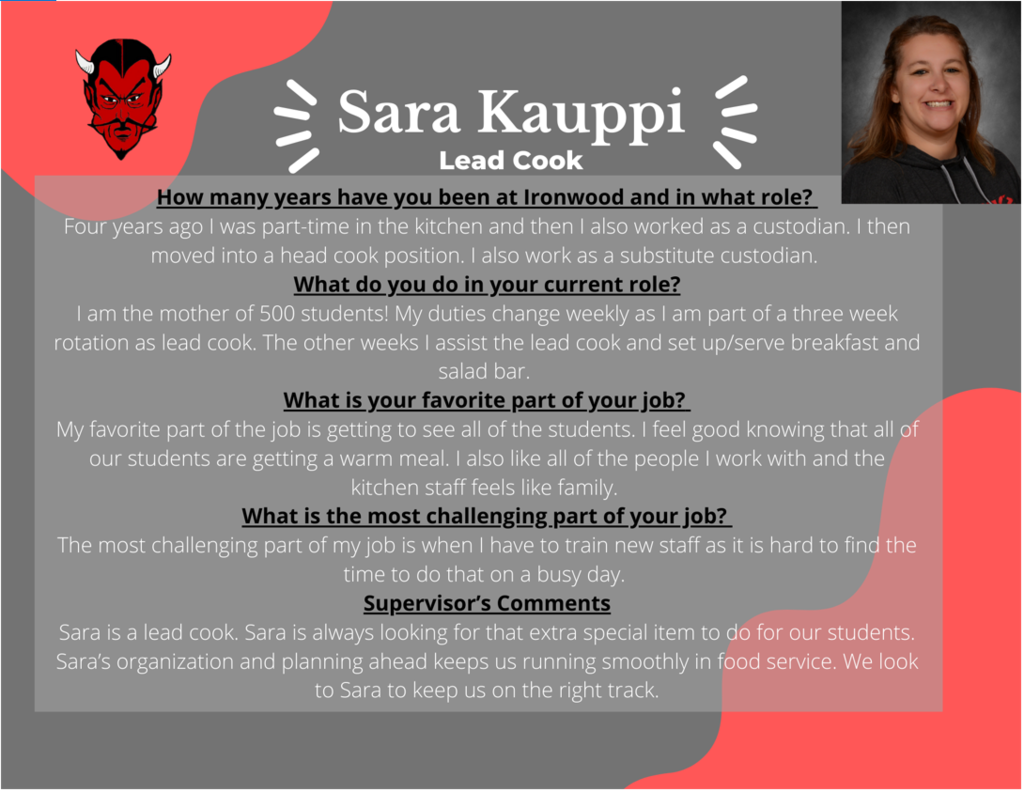 Sara Kauppi Introduction - Kitchen Staff