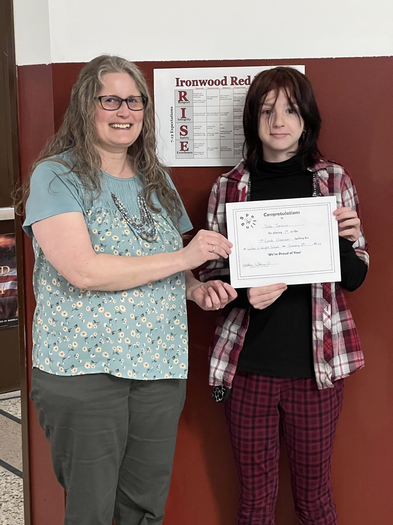 Mrs. Sandell and Jada Jenkins, 7th grade winner