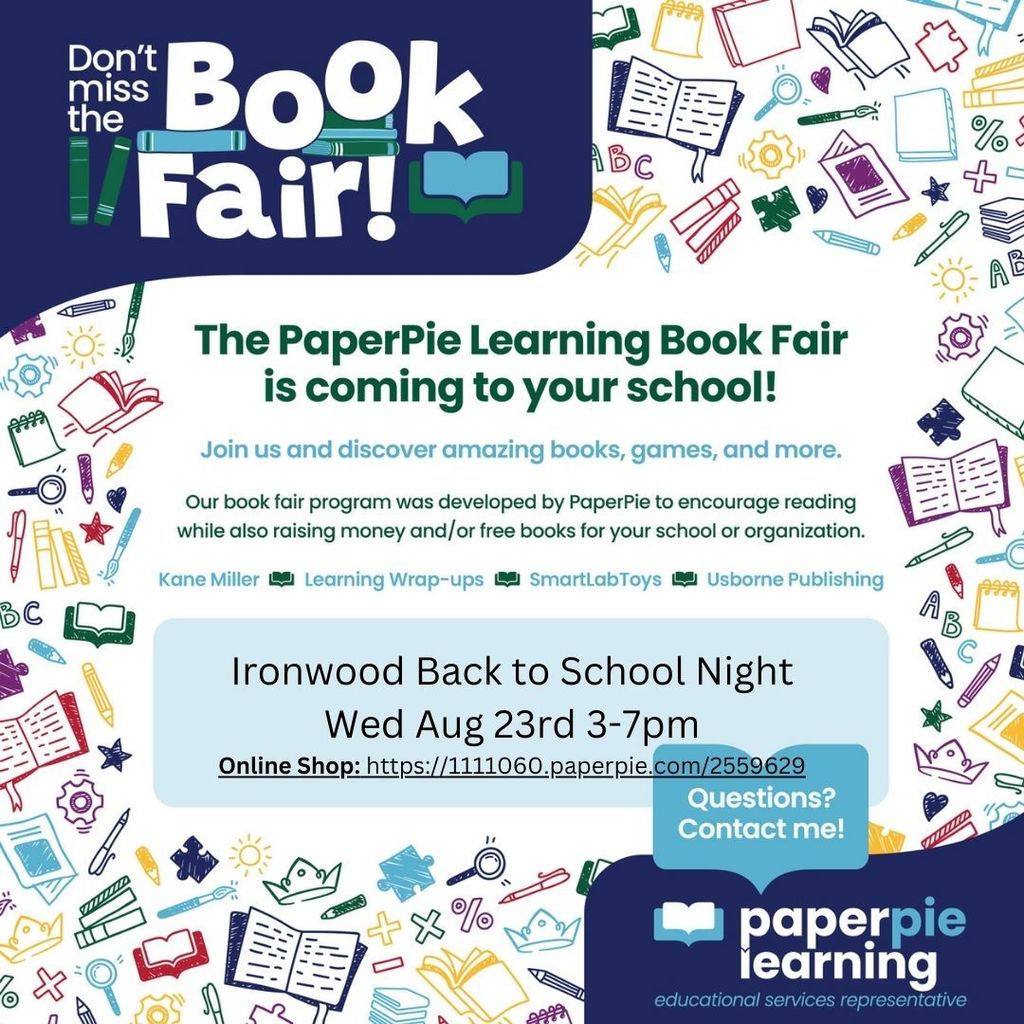 Graphic showing the Book Fair on August 23 from 3-7 pm