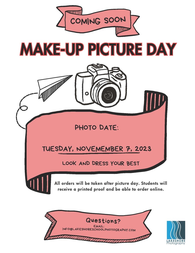 Graphic showing the make-up picture day for school photos