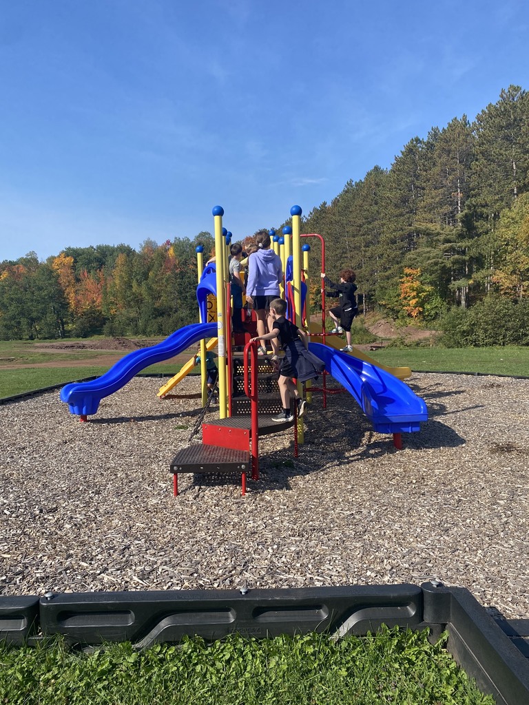 Kids playing on a playset